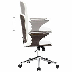 Maison Chic Chaise Gaming | Chaise pivotante de bureau Ergonomique Fauteuil Blanc Similicuir et bois courbé -GKD97617 pas cher