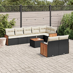 Maison Chic Ensemble Tables et chaises d'extérieur 9 pcs avec coussins,Salon de jardin noir résine tressée -GKD241691