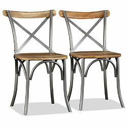 Maison Chic Lot de 2 Chaises à manger,Chaise pour cuisine,Solide Structure bois solide de manguier -MN21319