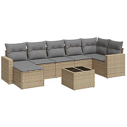 vidaXL Salon de jardin avec coussins 8 pcs beige résine tressée