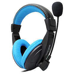 Casque d'écoute pliable Stéréo de bureau Casque De Jeu Supra-auriculaire Avec Micro Surround De Basses 3,5 Mm Pour Ordinateur Portable Bleu