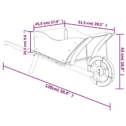 vidaXL Jardinière brouette 128x45,5x43 cm bois de sapin massif pas cher