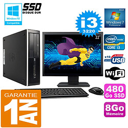 PC HP Compaq 8300 SFF Core I3-3220 Ram 8Go Disque 480 Go SSD Wifi W7 Ecran 22" - Occasion