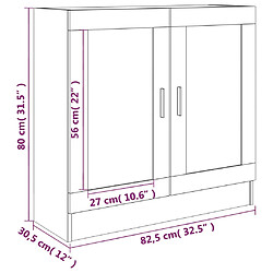 vidaXL Armoire à vitrine Chêne fumé 82,5x30,5x80 cm Bois d'ingénierie pas cher