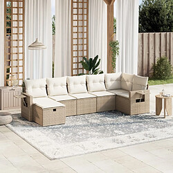 Maison Chic Salon de jardin avec coussins 7 pcs, Ensemble Tables et chaises de jardin, beige résine tressée -GKD354450