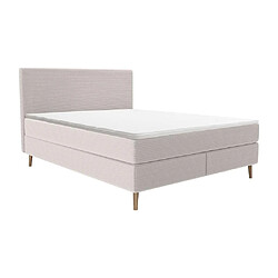 Vente-Unique Ensemble complet boxspring tête de lit + sommier + matelas + surmatelas - 160 x 200 cm - Velours côtelé - Beige - NARA de YSMÉE