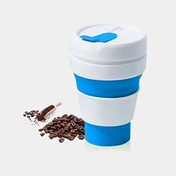 Wewoo 350ml en plein air de café et bleu poche de thé de tasse de voyage pliable en silicone avec couvercle 