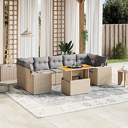 vidaXL Salon de jardin avec coussins 8 pcs beige résine tressée 