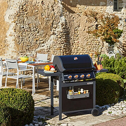 Brasero - Barbecue SPRING II 4 Feux - Surface de cuisson mixte - 1/4 plaque Fonte - 3/4 grille Fonte - 12,6 kW - Noir