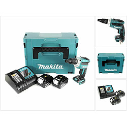 Makita DFS 251 RFJ 18 V Li-Ion Visseuses bardage Brushless + Coffret Makpac + 2x Batteries BL1830 3,0 Ah + Chargeur DC18RC