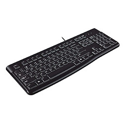 Chrono Clavier, clavier professionnel filaire K120 pour Windows ou Linux, USB Plug-and-Play, pleine taille, résistant aux éclaboussures, barre d'espace incurvée, PC/ordinateur portable, disposition britannique (noir)