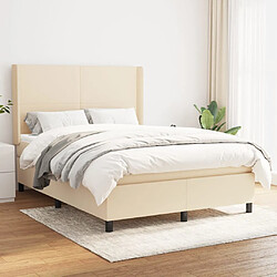 vidaXL Sommier à lattes de lit avec matelas Crème 140x190 cm Tissu 