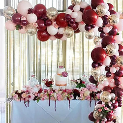 Euro Mega Arche Ballon Rose Bourgogne Kit Guirlande Ballon Anniversaire avec Rose Bourgogne Gold Fête Mariage