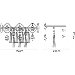 Avis Luminaire Center Applique murale Kenzie avec interrupteur 2 Ampoules chrome poli/cristal