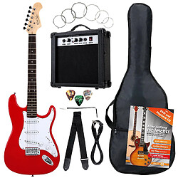 Pack Guitar Electrique Banger's Pack Set de Rocktile, 8 Pièces Rouge