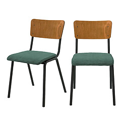 Rendez Vous Deco Chaise Nico en velours vert (lot de 2) 