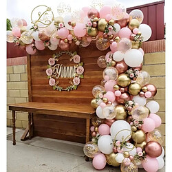 Euro Mega 148 pcs Kit d'arche en guirlande ballons décorations de mariage de fête prénatale ballon rose blanc or