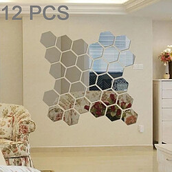 Wewoo Sticker Mural argent 12 PCS 3D Hexagonal Mirror Wall Stickers Set, Taille: 4 * 4cm 