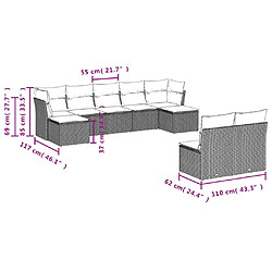 Acheter vidaXL Salon de jardin avec coussins 10 pcs gris résine tressée