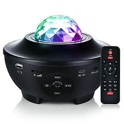 Universal Projecteur étoile à LED délicat, projecteur à ondes d'eau tournant, veilleuse télécommandée, lecteur de musique à changement de couleur avec minuterie Bluetooth, cadeau de décoration de chambre pour enfants et adultes, (noir)