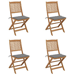 vidaXL Chaises pliables de jardin lot de 4 avec coussins Bois d'acacia