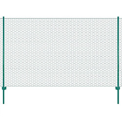 vidaXL Clôture en grillage métallique avec poteaux Acier 25x2 m Vert