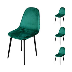 Mes Lot de 4 chaises 44x53x88 cm en velours vert foncé - HYGGE