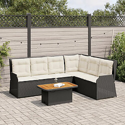 vidaXL Salon de jardin 5 pcs avec coussins Noir Résine tressée