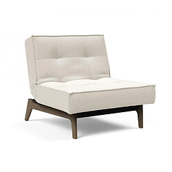 Inside 75 INNOVATION LIVING Fauteuil SPLITBACK EIK convertible lit 90*115 cm pieds chêne noyer tissu Bouclé Off White