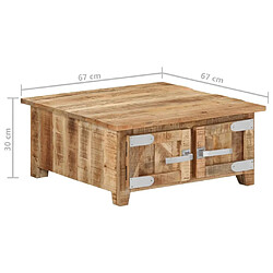 vidaXL Table basse 67x67x30 cm Bois de manguier massif pas cher