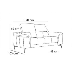 Acheter Courtois Laville Canapé droit Fiero 2 places tissu bleu clair