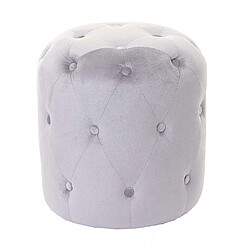 Decoshop26 Tabouret pouf capitonné 42x39cm velours gris clair 04_0005335