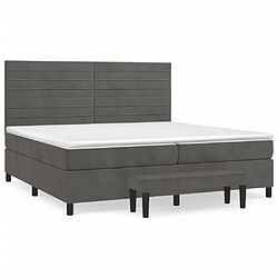 vidaXL Sommier à lattes de lit et matelas Gris foncé 200x200cm Velours