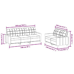 Acheter vidaXL Ensemble de canapés 2 pcs avec coussins Crème Similicuir