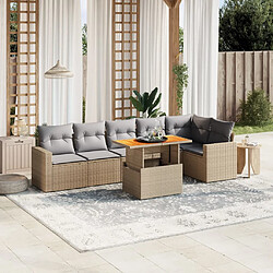 vidaXL Salon de jardin avec coussins 7 pcs beige résine tressée 