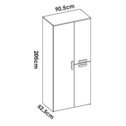 Pegane Armoire, meuble de rangement avec 3 portes coloris blanc - Longueur 90 x Profondeur 52 x Hauteur 205 cm