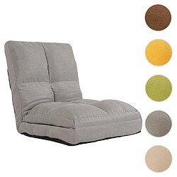 Mendler Fauteuil de sol HWC-N45, fauteuil-lit pliable Fauteuil fonctionnel, fonction sommeil pliable cadre acier velours ~ gris clair