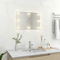 Avis Maison Chic Miroir mural avec lampes LED | Miroir Décoration pour Maison Salle de Bain Rectangulaire Verre -GKD68116