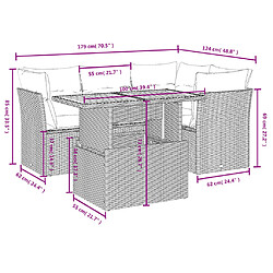 Avis vidaXL Salon de jardin 5 pcs avec coussins noir résine tressée