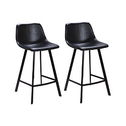 Vente-Unique Lot de 2 Tabourets de bar MADERE - Simili - Noir