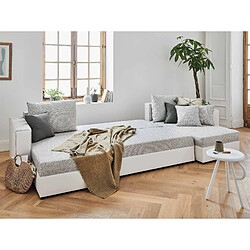 Bestmobilier Opale - canapé panoramique en U - 7 places - convertible - avec coffre - en tissu et simili