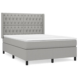 vidaXL Sommier à lattes de lit avec matelas Gris clair 140x190cm Tissu