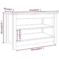 vidaXL Banc à chaussures Gris 70x38x45,5 cm Bois de pin massif pas cher