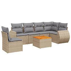 vidaXL Salon de jardin avec coussins 7 pcs beige résine tressée