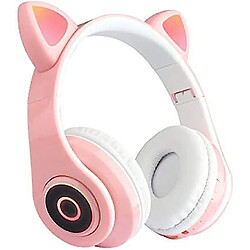 Universal Casque sans fil sans fil de chat mignon, Bluetooth 5.0 sur le casque, 7 -colored LED Light Pliage Volume Control Smartphones, tablettes, ordinateurs, ordinateurs