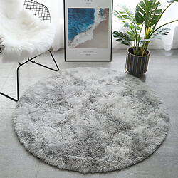 LUUCOZK Tapis à poils longs doux et moelleux pour chambre à coucher et salon - Gris clair-Rond 160cm 