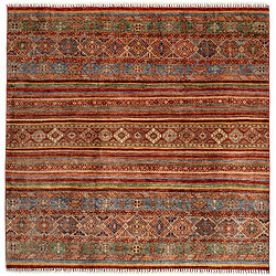 Vidal Tapis de laine 245x246 rouge Torkman