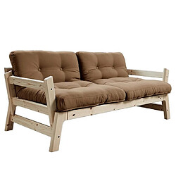 Inside 75 Banquette convertible futon STEP pin massif coloris mocca couchage 70*200 cm. 