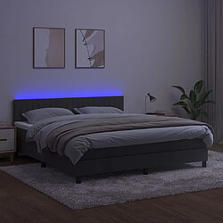 Avis vidaXL Sommier à lattes de lit avec matelas LED Gris foncé 180x200 cm