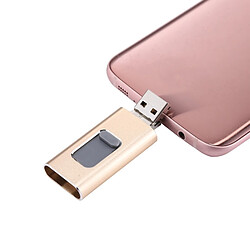 Wewoo Clé USB or pour iPhone et iPad & iPod la plupart des smartphones Android PC 3 en 1 USB 2.0 Lightning 8 broches lecteur flash USB Micro 64Go, pas cher